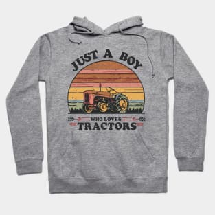 Just A Boy Who Loves Tractors. Kids Farmer Hoodie